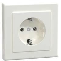 Merten Schutzkontakt-Steckdose mit voller Abdeckplatte, Unterputz, 16 Ampere, 250 Volt, glänzend weiß (glänzend), Retail