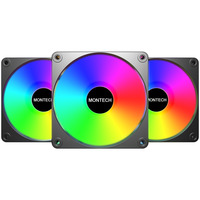 Montech GF120R V2 ARGB, Gehäuselüfter schwarz/weiß, 3er Pack, Reverse, 120 mm