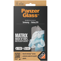 PanzerGlass ECO MATRIX Displayschutz mit D3O Ultra-Wide Fit, Schutzfolie transparent, Samsung Galaxy S24, AlignerKit