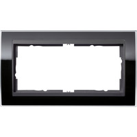 Gira Abdeckrahmen mit 2 Einheiten, Kunststoff, glänzend, Abdeckung schwarz, Retail