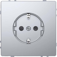 Merten Schutzkontaktsteckdose mit erhöhtem Berührungsschutz und Steckklemmen edelstahl, Retail