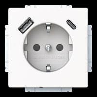 0 Schutzkontaktsteckdose mit USB Typ A und USB Typ C weiß, Retail
