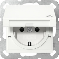 Gira Schutzkontaktsteckdose mit Klappdeckel und erhöhtem Berührungsschutz weiß, Retail