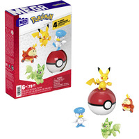 Mattel MEGA Pokémon Paldea Region Team, Konstruktionsspielzeug mit 4 Actionfiguren und 1 Pokéball, 79 Teile