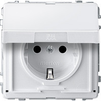 Merten Schutzkontakt-Steckdose mit Klappdeckel und erhöhtem Berührungsschutz, Typ MEG2310-7219 weiß (glänzend), Retail