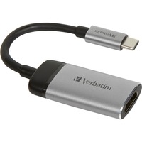 Verbatim USB Adapter, USB-C Stecker > HDMI Buchse silber/schwarz, 10cm, 4K 60Hz