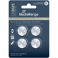 MediaRange Lithium Knopfzellen, CR2025|3V, 4er Pack, Batterie 4 Stück