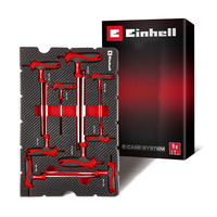 EINHELL Werkzeug-Pad T-Griff-Sechskant-Schraubendreher, in E-Case-Einleger schwarz/rot, 9-teilig, H2 - H10, Kugelkopf