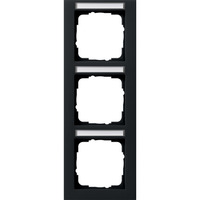 Gira Abdeckrahmen 3-fach senkrecht mit Beschriftungsfeld, Abdeckung schwarz, Retail