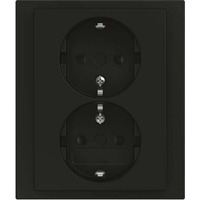 Busch-Jaeger Schutzkontakt Doppelsteckdose CEE 7/3 Typ F mit erhöhtem Berührungsschutz schwarz, Retail