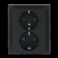 Busch-Jaeger Schutzkontakt Doppelsteckdose CEE 7/3 Typ F mit erhöhtem Berührungsschutz schwarz, Retail