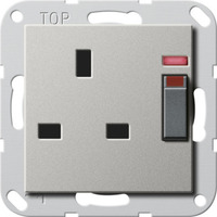 Gira Steckdose British Standard 13 Ampere geschaltet mit Kontrolllicht und Shutter mit Schraubklemmen edelstahl, Retail