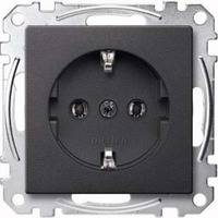 Merten Schutzkontakt-Steckdose mit Steckklemme, Unterputz, 16 Ampere, 250 Volt, System M anthrazit, Retail