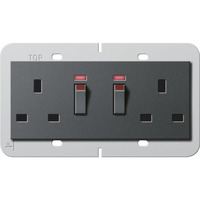 Gira Doppelsteckdose British Standard 13 Ampere geschaltet mit Kontrolllicht und Shutter anthrazit, Retail