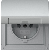 Gira Schutzkontaktsteckdose Typ F 16 Ampere 250 Volt mit Klappdeckel aluminium, Retail