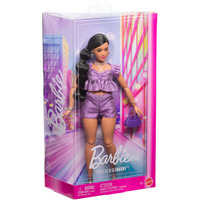 Mattel Barbie Deluxe Style im violetten Metallic Outfit, Puppe 