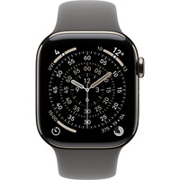 Apple Watch Series 11, Smartwatch Titan Natur, Titangehäuse, 42 mm, Sportarmband steingrau M/L, Cellular