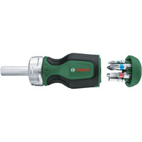 Bosch Stubby Bit Ratschenschraubendreher + 6 Bits  grün/schwarz, 7-teilig 