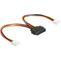 DeLOCK Strom-Adapterkabel SATA 15 Pin Stecker > 2x Floppy 4 Pin Buchse 15cm