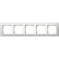 Gira Abdeckrahmen fünffach mit Zwischenrahmen, Abdeckung weiß, Retail