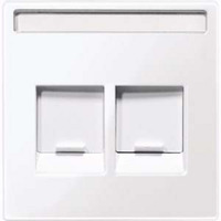 Merten Zentralplatte zweifach mit Anschlussklemmen und Beschriftungsfeld für Modular Jack weiß (glänzend), Retail