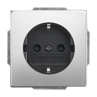 Busch-Jaeger Steckdoseneinsatz Typ 20 EUCKS-866, Steckdose CEE 7/3 mit Erdungsclips, 16 Ampere, 250 Volt edelstahl, Retail