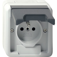 Gira Steckdose mit Erdungsstift Klappdeckel und erhöhtem Berührungsschutz grau, Retail
