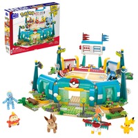 Mattel MEGA Pokémon Trainingsstadion, Konstruktionsspielzeug mit 5 Actionfiguren, 1101 Teile