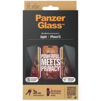 PanzerGlass Privacy Displayschutz Ultra-Wide Fit, Schutzfolie transparent, iPhone 15, EasyAligner