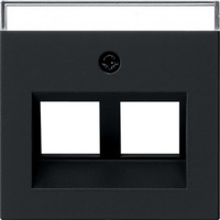 Gira Abdeckung mit 30 Grad Schrägauslass und Beschriftungsfeld für Tragring Modular Jack 2fach matt lackiert, Zentralplatte schwarz, Retail