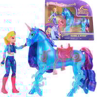 Spin Master Unicorn Academy - Isabel und Einhorn River, Spielfigur mit echter Mähne und Schweif sowie Bürste