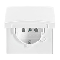 Busch-Jaeger Schutzkontakt-Steckdoseneinsatz Schuko IP44 mit erhöhtem Berührungsschutz, Unterputz weiß (glänzend), Retail