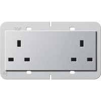 Gira Doppelsteckdose British Standard 13 Ampere mit Schraubklemmen aluminium, Retail
