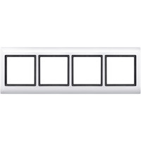 Merten Rahmen vierfach waagerecht und senkrecht Montage Typ 400419 Kunststoff glänzend weiß (glänzend), Retail