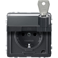 Merten Schutzkontaktsteckdose standard mit Klappdeckel und Schriftfeld anthrazit, Retail