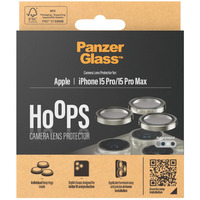 PanzerGlass Hoops Metall Kameraschutz, Schutzfolie silber, iPhone 15 Pro / 15 Max