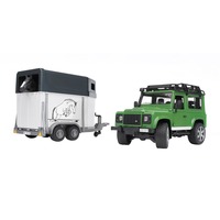bruder 02592 Land Rover Defender mit Pferdeanhänger, Modellfahrzeug mit einem Pferd