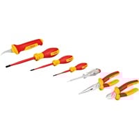 Bosch VDE Werkzeug-Set gemischt, 7-teilig rot/gelb, Seitenschneider, Spitzzange, 4 Schraubendreher, Abmantelungsmesser