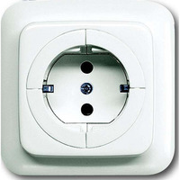 Busch-Jaeger Steckdose mit erhöhtem Berührungsschutz und Steckanschluss weiß, Retail