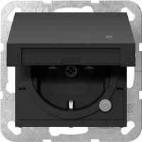 Gira Steckdose Schutzkontakt Typ F mit Klappdeckel und Kontrolllicht schwarz, Retail