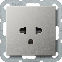 Gira Steckdose mit Schutzkontakt Euro US sechzehn Ampere zweihundertfünfzig Volt lackiert edelstahl, Retail