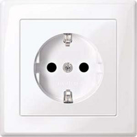 Merten Schutzkontakt-Steckdose mit erhöhtem Berührungsschutz weiß (glänzend), Retail
