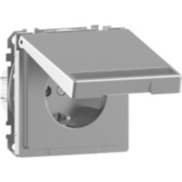 Merten Schutzkontaktsteckdose mit Klappdeckel edelstahl, Retail