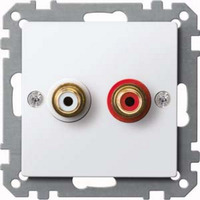 Merten Steckdose mit Audio Anschluss mit zwei Chinch-Steckbuchsen weiß, Retail