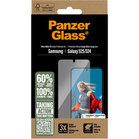 PanzerGlass Displayschutz Ultra-Wide Fit, Schutzfolie transparent, Samsung Galaxy S25 / S24, EasyAligner