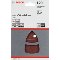 Bosch Schleifblatt C430 Expert for Wood and Paint, 102 x 62 / 93mm, K120 10 Stück, für Multischleifer