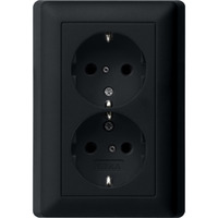 Gira Schutzkontakt-Steckdose 2-fach mit Vollplatte schwarz, Retail