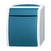 Busch-Jaeger Kreuzschalter Aufputz mit Wippe, Basiselement mit Komplettgehäuse, Typ 2601/7 W-53 blaugrün, Retail