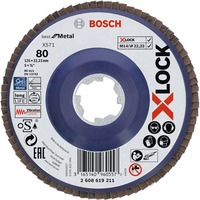 Bosch PRO X571 X-LOCK Fächerschleifscheibe, Ø 125mm, K80 Bohrung 22,23mm, gerade