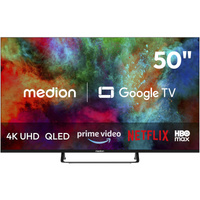 Medion LIFE MD 850701 Google TV, QLED-Fernseher 125.7 cm (50 Zoll), schwarz, UltraHD/4K, Triple Tuner, Chromecast built-in